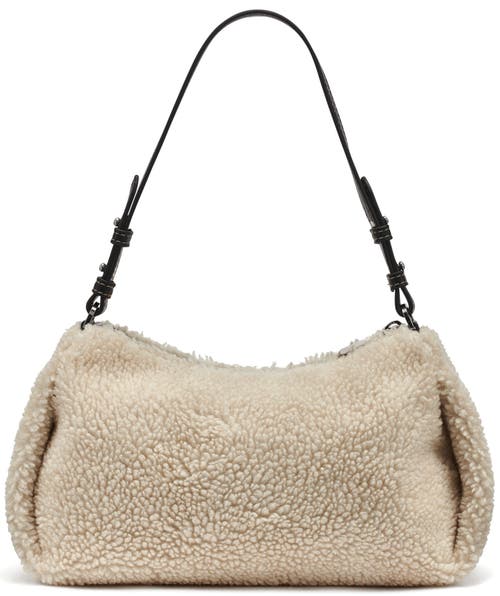 Dkny Remy Shearling Top-zip Shoulder Bag In White