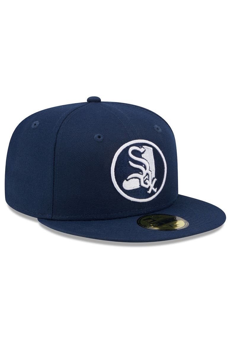 Men's New Era Navy Chicago White Sox Cooperstown Collection Oceanside Green Undervisor 59FIFTY Fitted Hat, Alternate, color, Navy