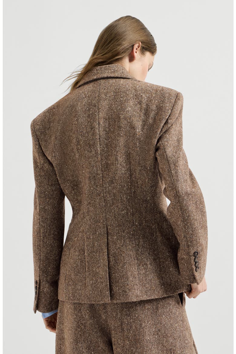 Virgin wool donegal blazer with monili, Alternate, color, Light Brown