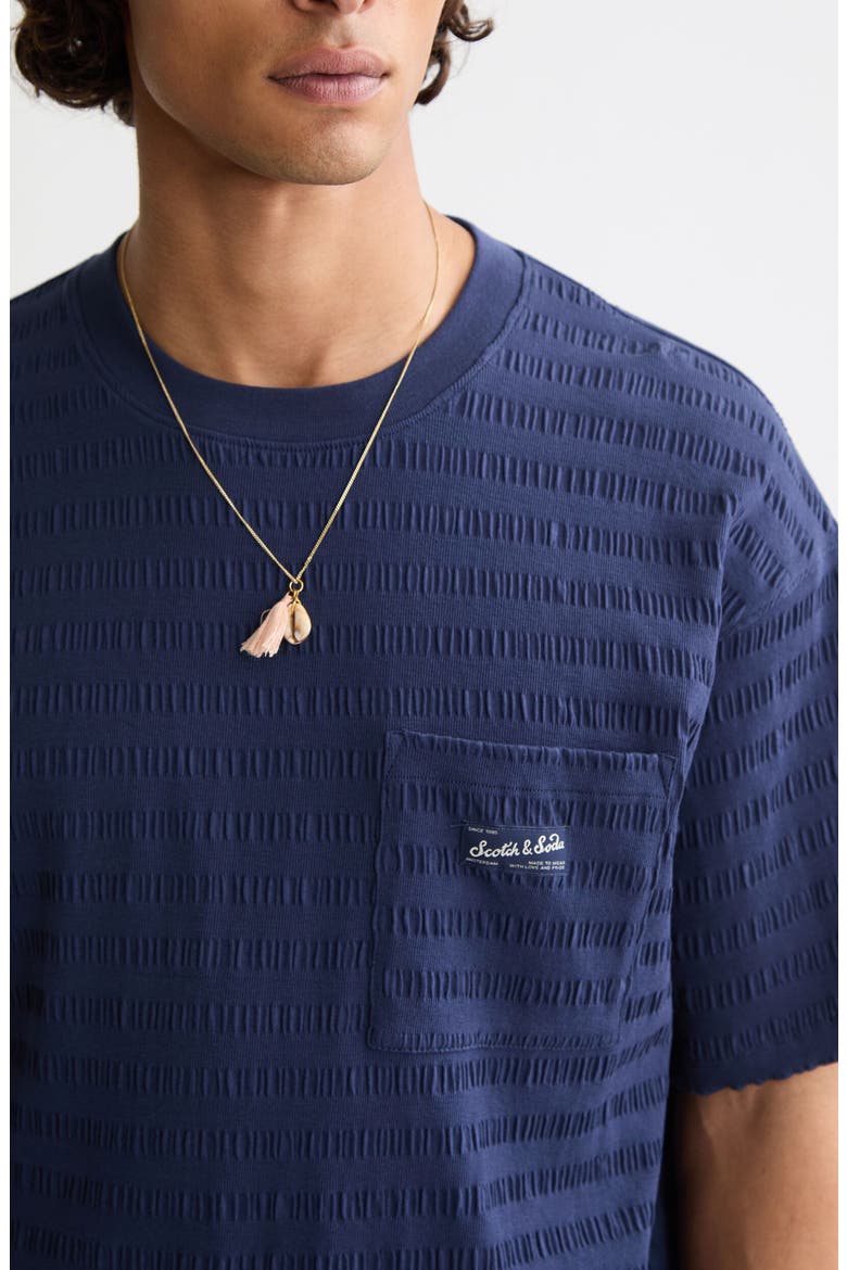 Texture Stripe T-Shirt, Alternate, color, PEACOAT