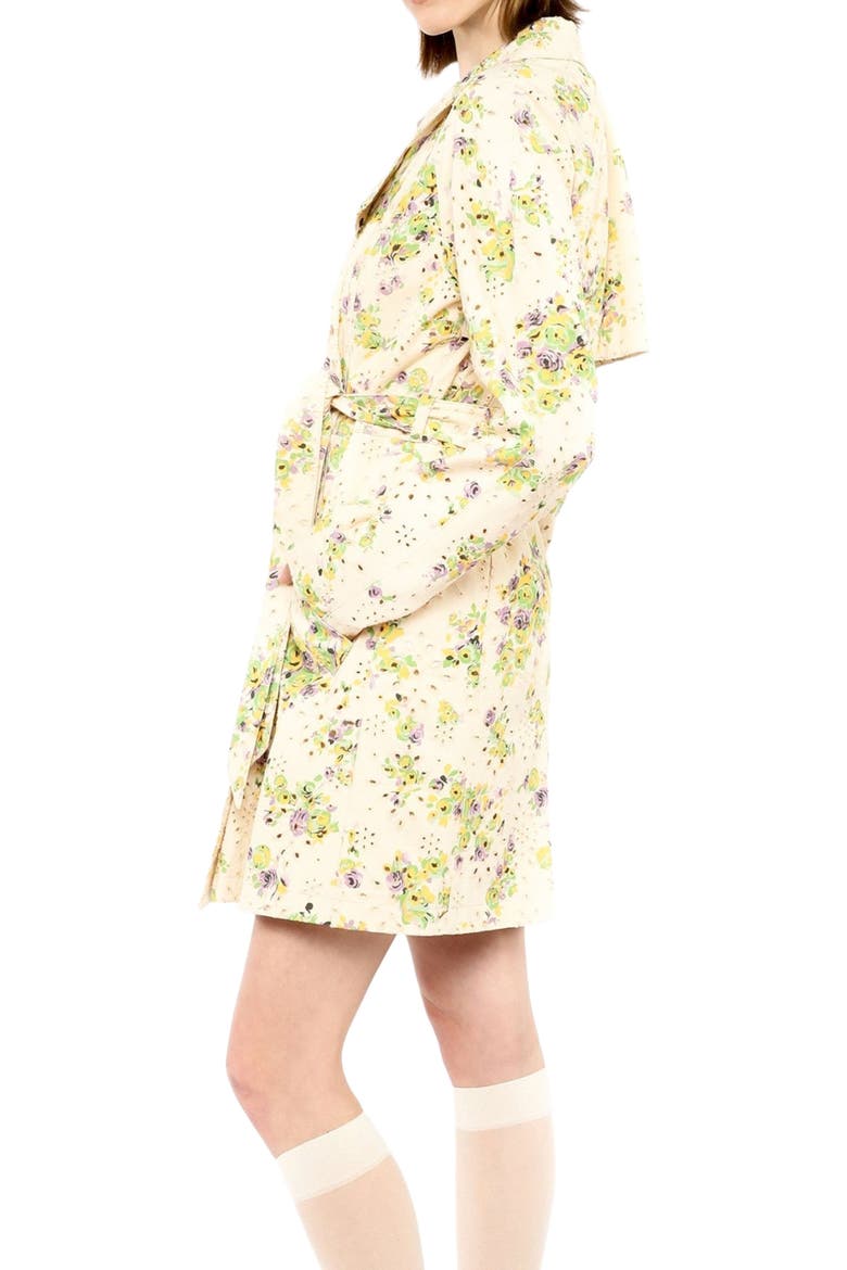 Rosies Posies Eyelet Trench Coat, Alternate, color, Lavender Multi