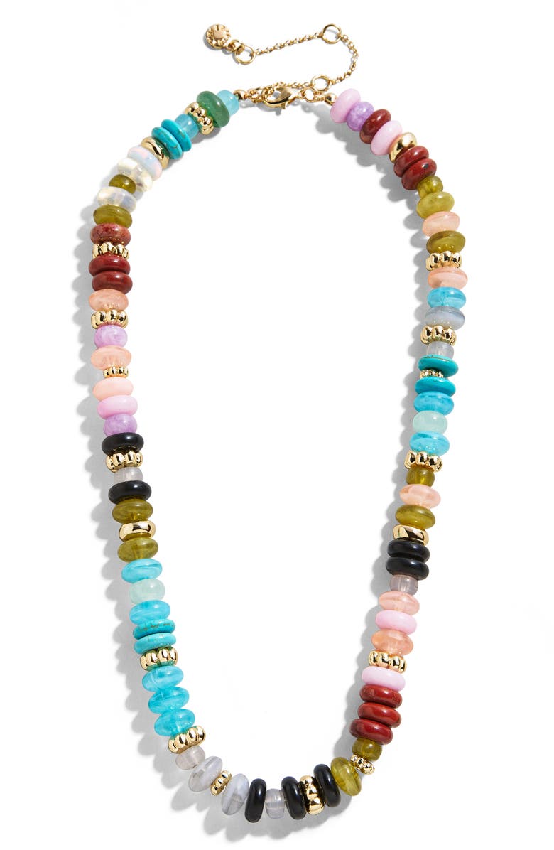 BaubleBar Mariel Semiprecious Bead Necklace, Main, color, Blue