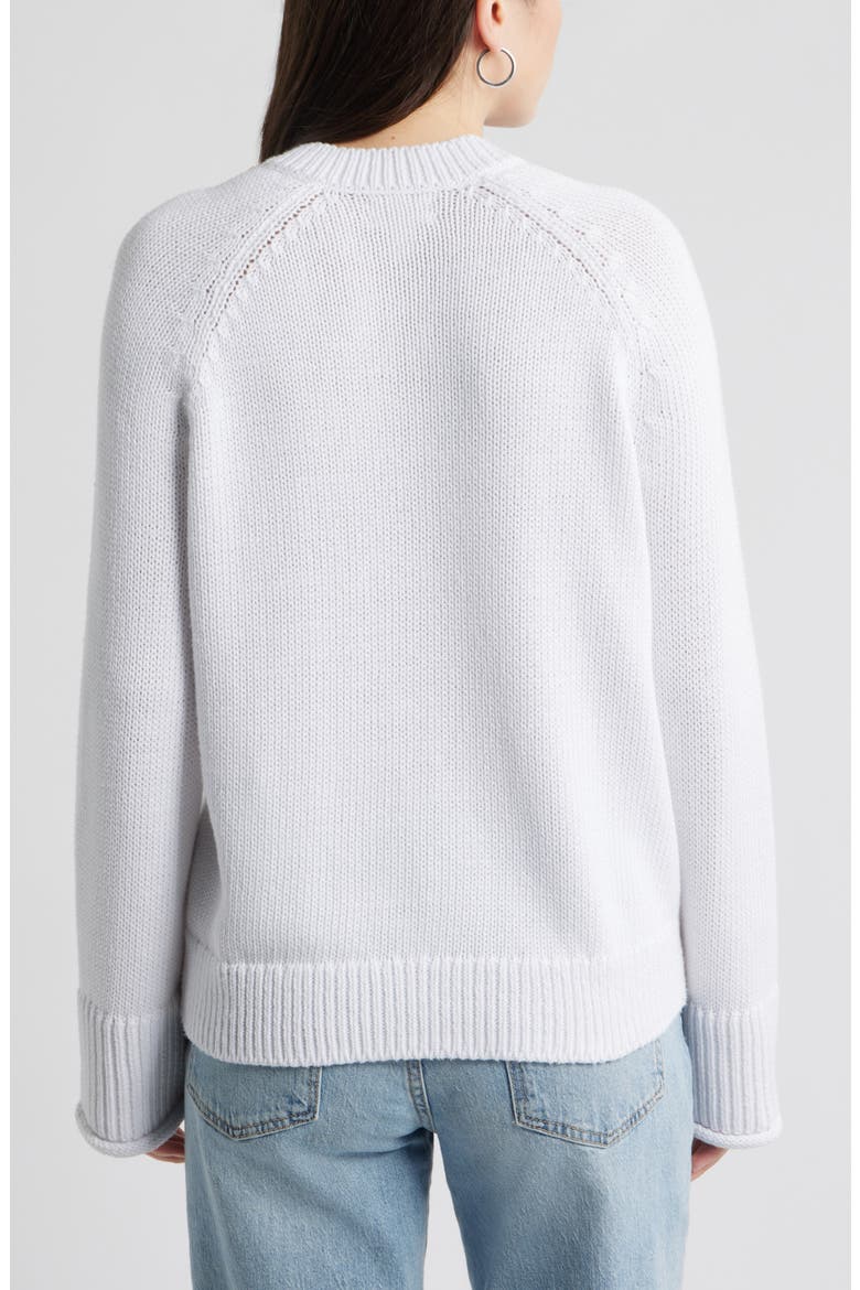 Oversize V-Neck Cotton Sweater, Alternate, color, WHITE