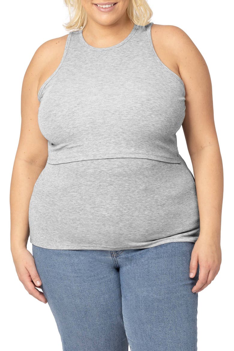 Racerback Maternity/Nursing Tank, Main, color, GREY HEATHER