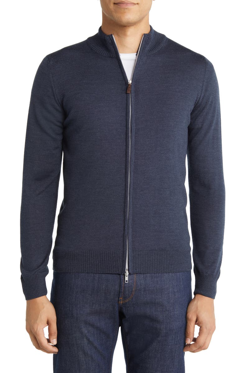 Emanuel Berg Light Gauge Merino Wool Zip Cardigan, Main, color,