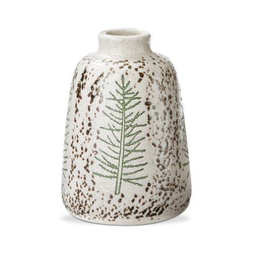 Tag Large Pine Tree Decorative Vase White Multi Ceramic In White