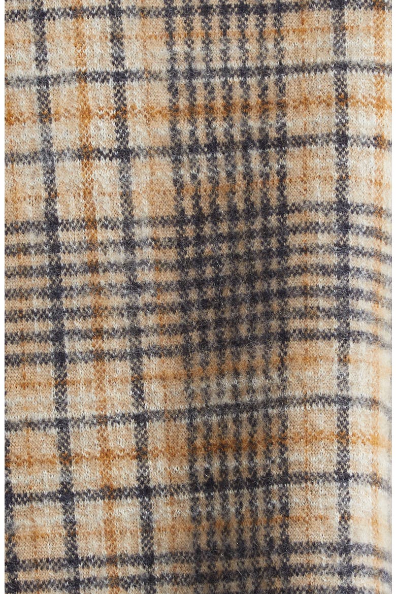 Paneled Solid & Plaid Wool Sweater, Alternate, color, TOP BROWN