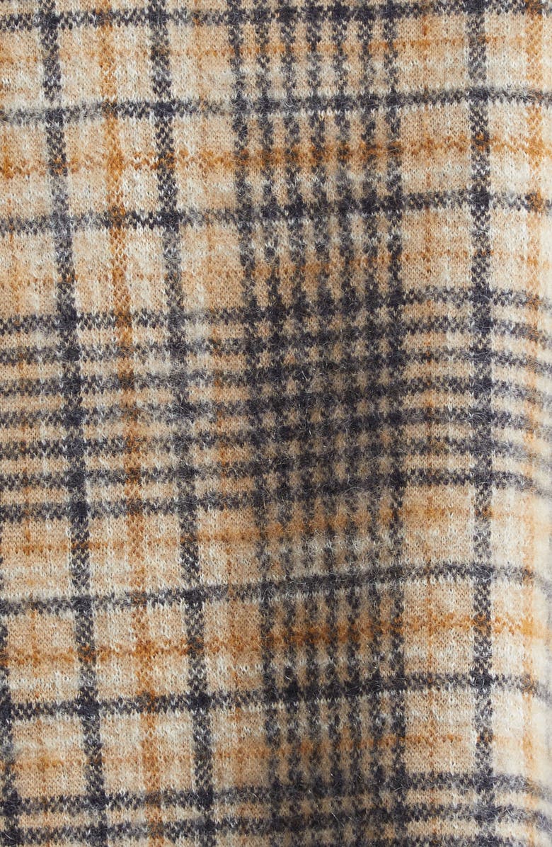 Undercover Paneled Solid & Plaid Wool Sweater, Alternate, color, Top Brown