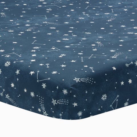 Sky Rocket Stars/Galaxy/Space 100% Cotton Fitted Crib Sheet