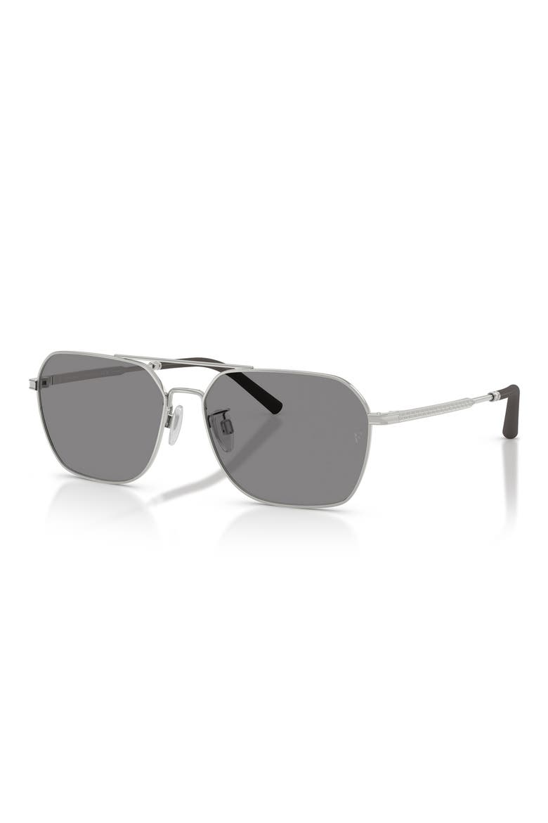 58mm Roger Federer R-17 Polarized Square Sunglasses, Alternate, color, SILVER / IRON WASH TO DARK