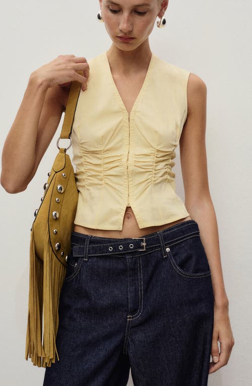Mango Belted Straight Leg Jeans In Blue