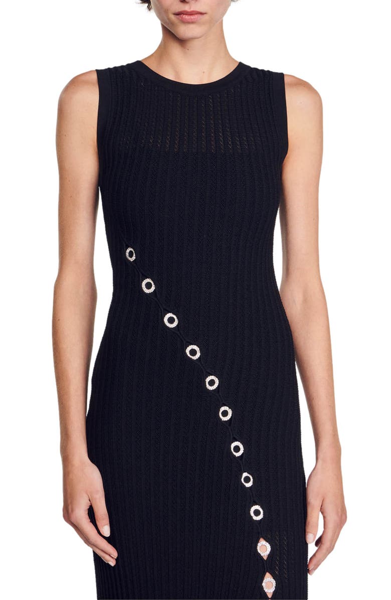 SANDRO Evy Sleeveless Midi Sweater Dress, Alternate, color,