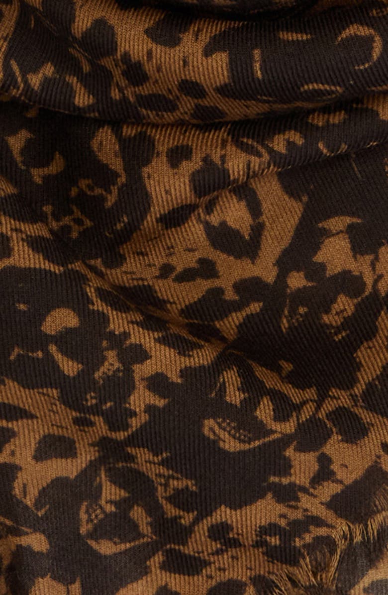 McQueen Leopard Skull Wool Fringe Scarf, Alternate, color, 