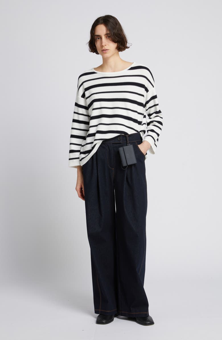 MM by Max Mara Sarta Wide Leg Jersey Trouser Jeans, Alternate, color, Midnight Blue