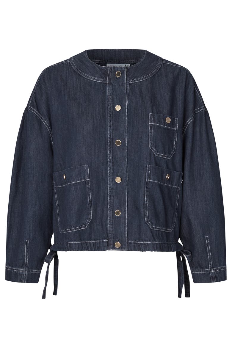 Cropped Button-Front Jacket, Alternate, color, Dark Denim
