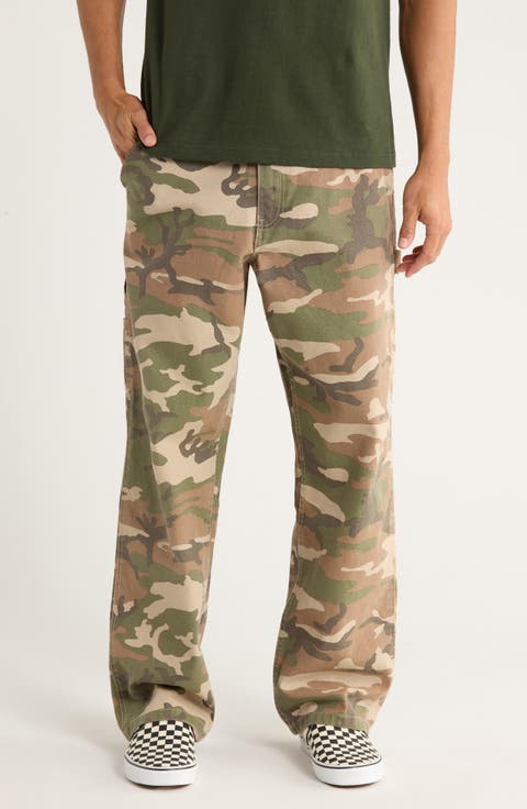Drill Chore Camo Print Cotton Pants