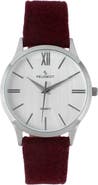 Peugeot Minimalist Clean Dial Wool-Leather Strap Watch- 40MM