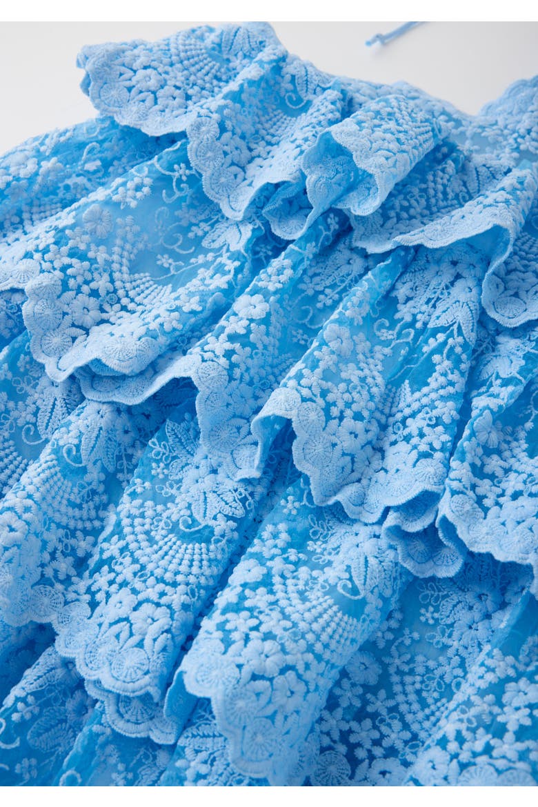 Paloma Lace Frill Mini Dress, Alternate, color, Powder Blue