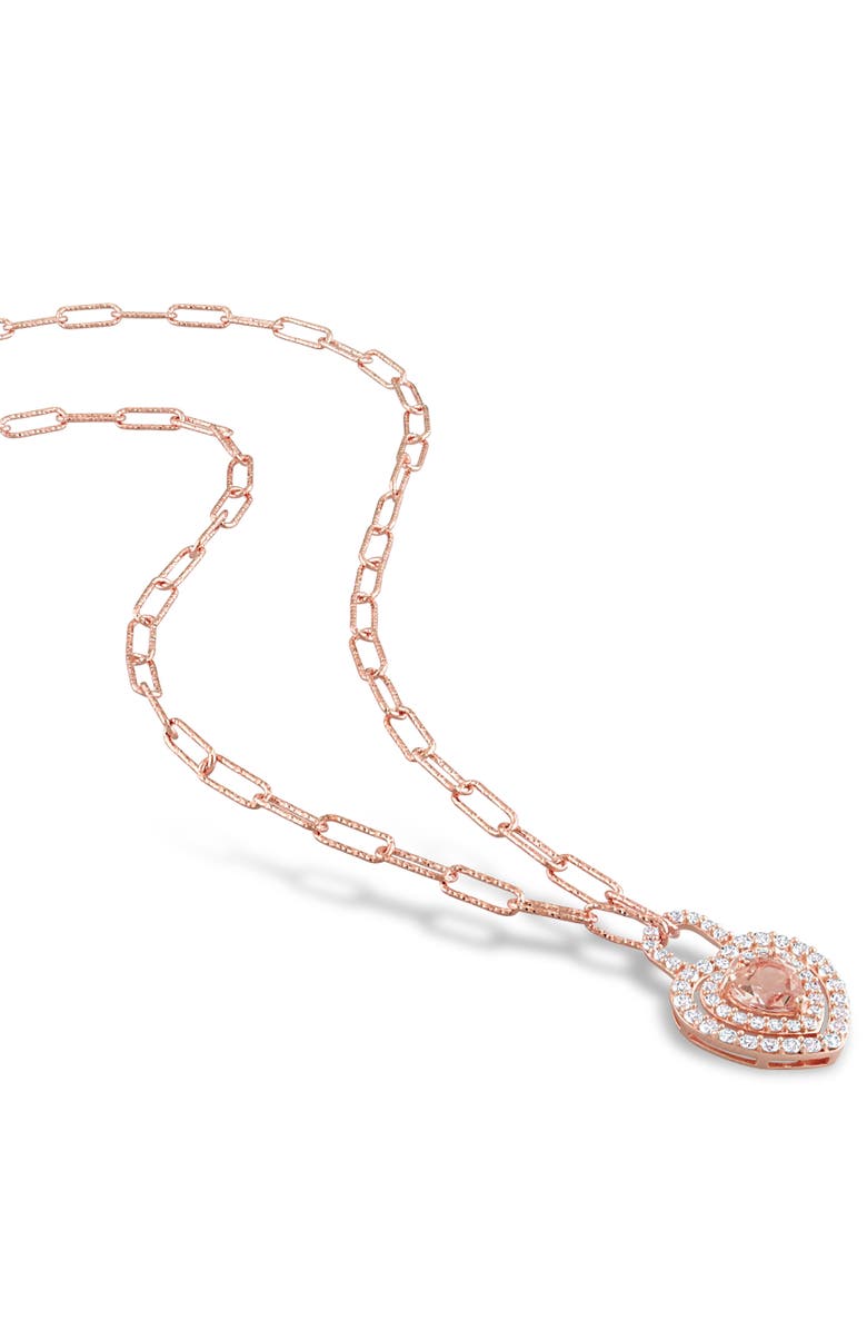 Julianna B. Morganite & White Topaz Heart Necklace, Alternate, color, Morganite