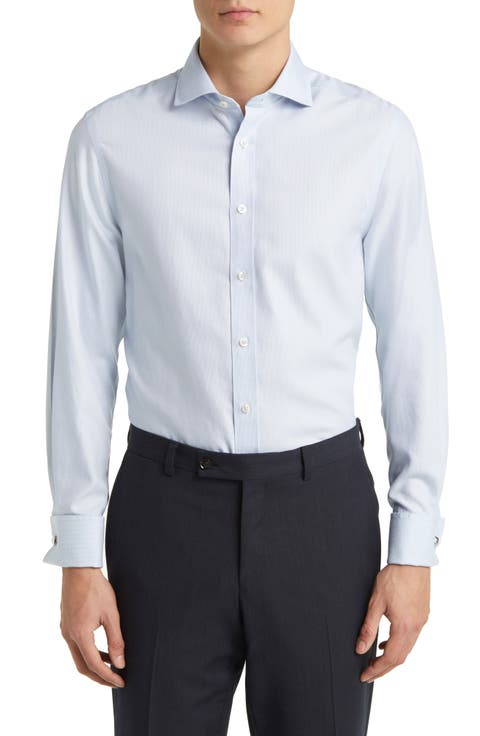 Non-Iron Clifton Weave Cutaway Slim Fit Shirt Double Cuff