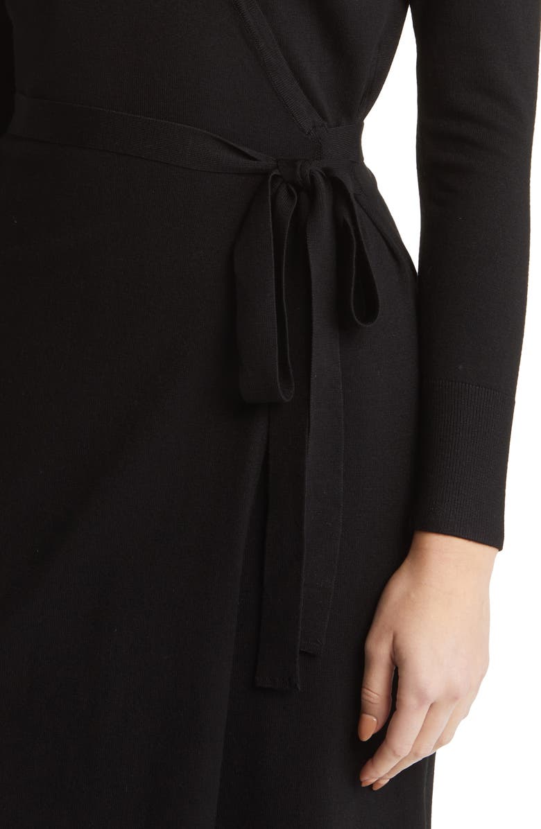 Anne Klein Long Sleeve Faux Wrap Sweater Dress, Alternate, color, 