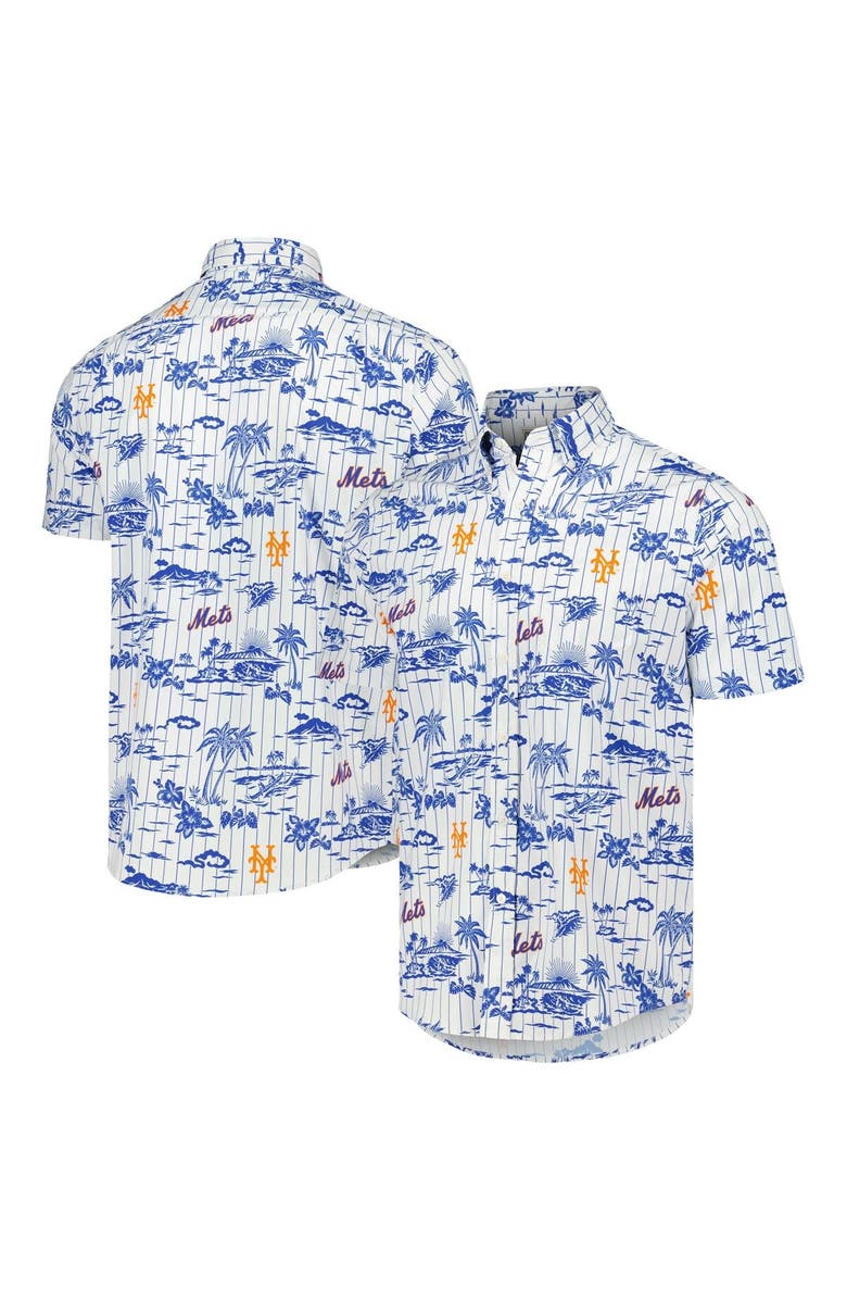 Reyn Spooner Men's Reyn Spooner White New York Mets Kekai Button-Down Shirt, Alternate, color, 