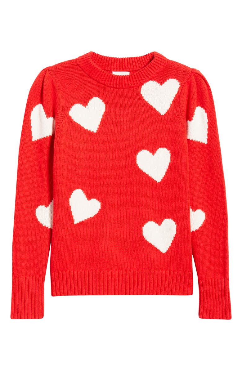 Caslon<sup>®</sup> Intarsia Heart Sweater, Alternate, color, Red Goji- Pink Fresco Heart