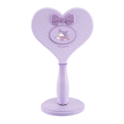 Kuromi Lovely Ribbon Heart Led Handheld Makeup Mirror With Magnetic Stand