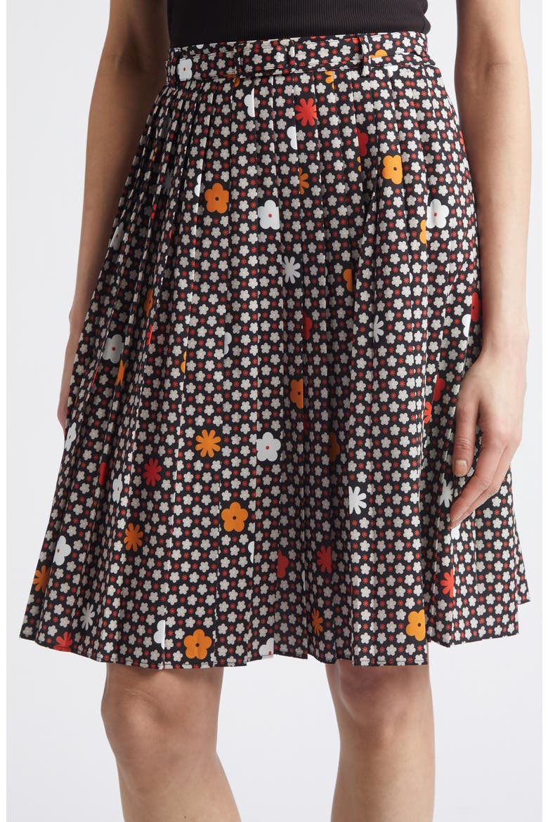Print Belted Skirt, Alternate, color, BLACK/ RED