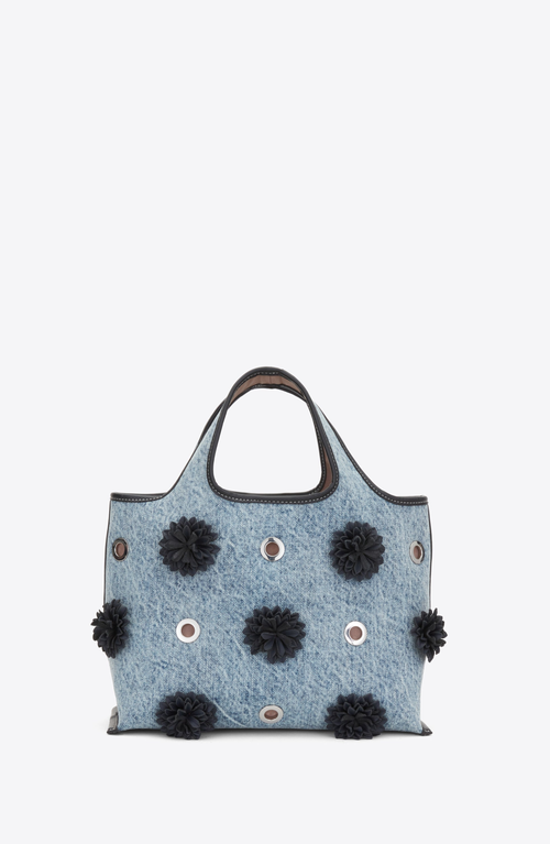 3.1 Phillip Lim Denim Market Tote With Leather Flowers In Blue