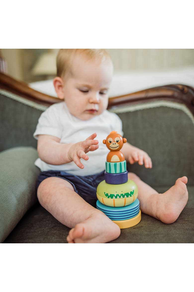 Stacking Ring Jungle Animals, Wood, Multicolor, Kids Ages 1+, Alternate, color, Multicolored