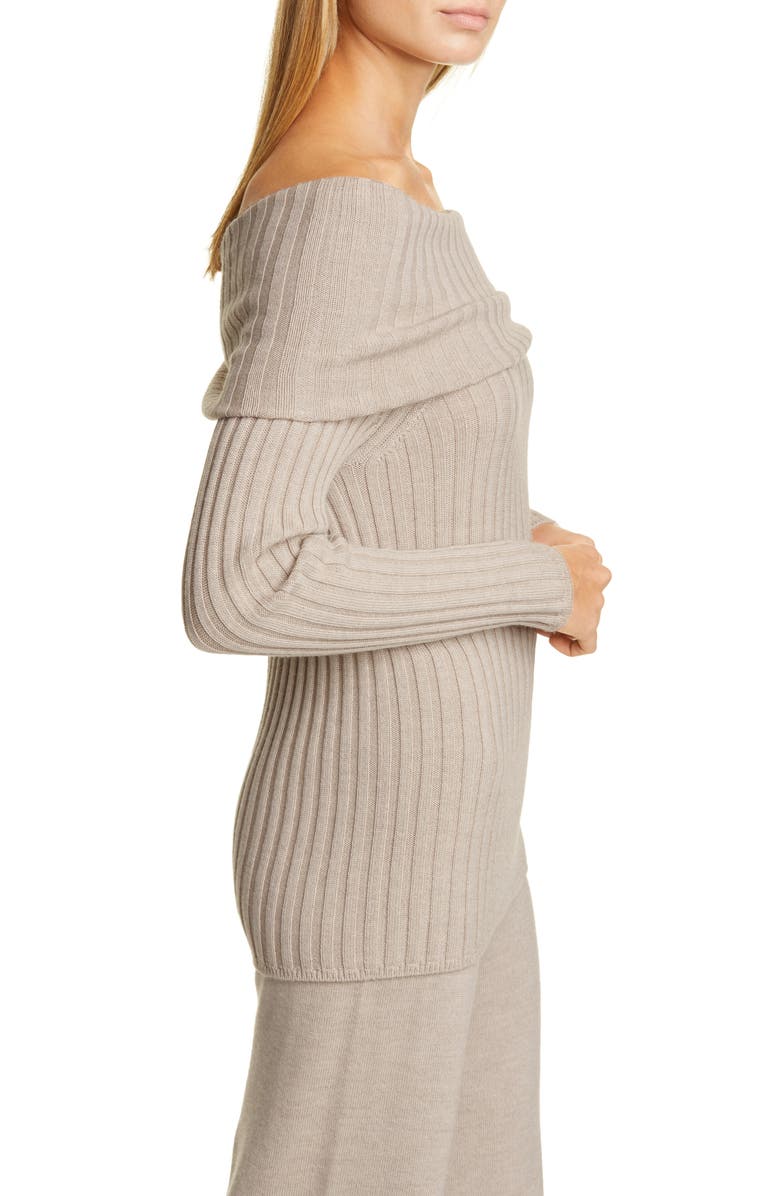 Max Mara Leisure Tosca Off the Shoulder Ribbed Virgin Wool Sweater, Alternate, color, 