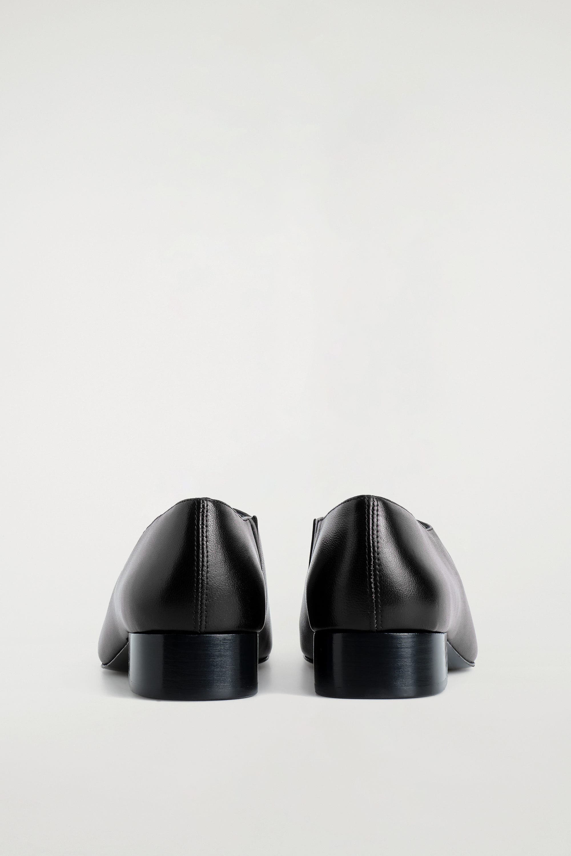 COS Square-Toe Leather Heeled Shoes, Alternate, color, Black