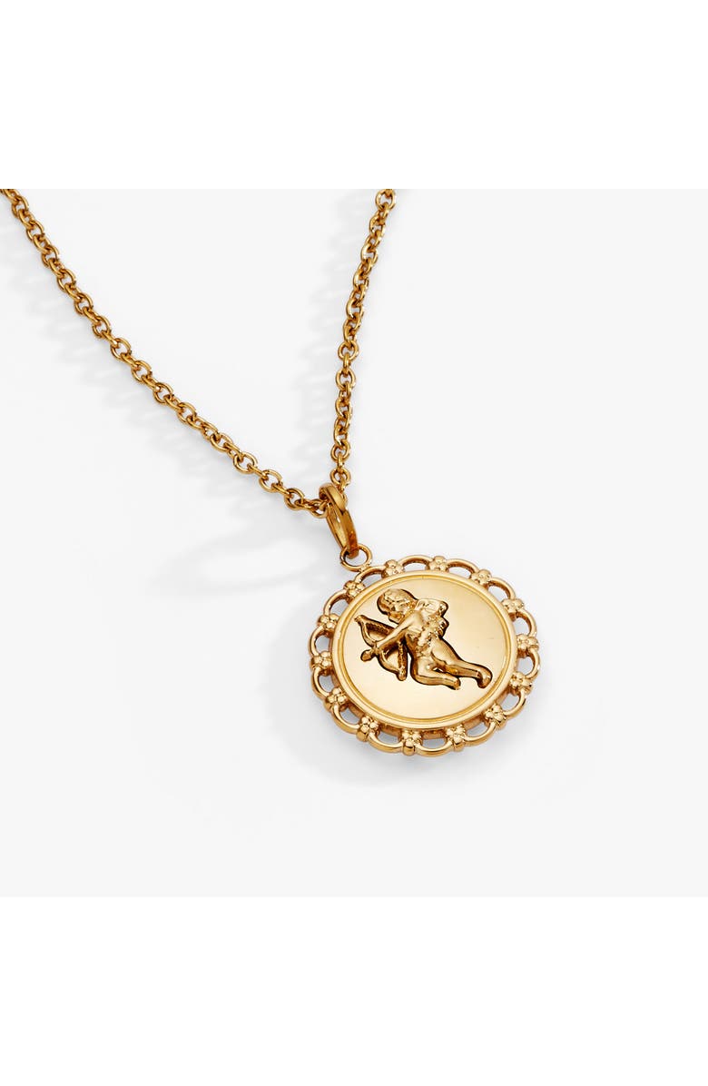 Alex and Ani Cupid Pendant Necklace, Main, color, Gold