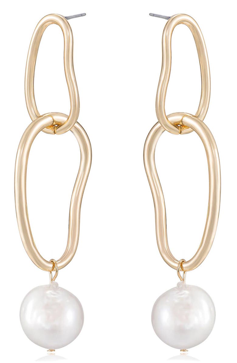 Ettika Cultured Freshwater Pearl Link Drop Earrings, Alternate, color, 