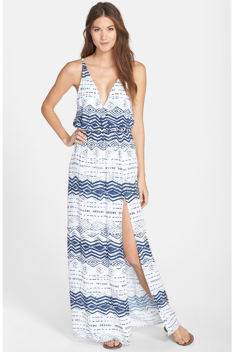 'High Tide' Tie Dyed Jersey Maxi Dress, Main, color, BOHO NAUTICAL