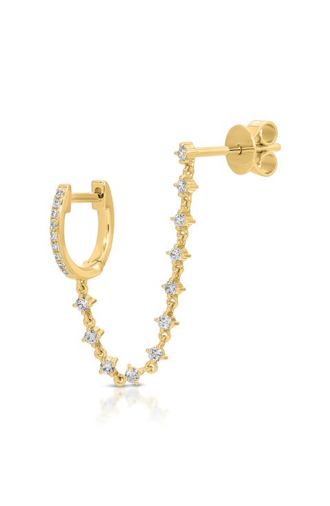 Mini Diamond Chain & Huggie Earring