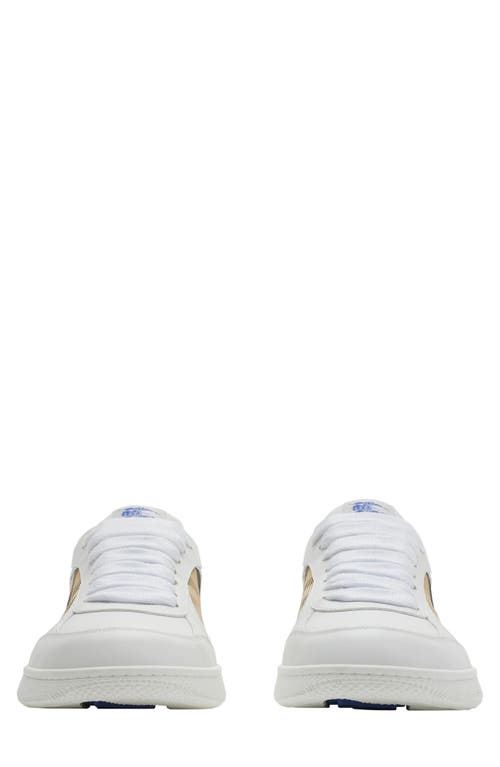 Burberry Men Low-top Leather Sneakers With Check Inserts