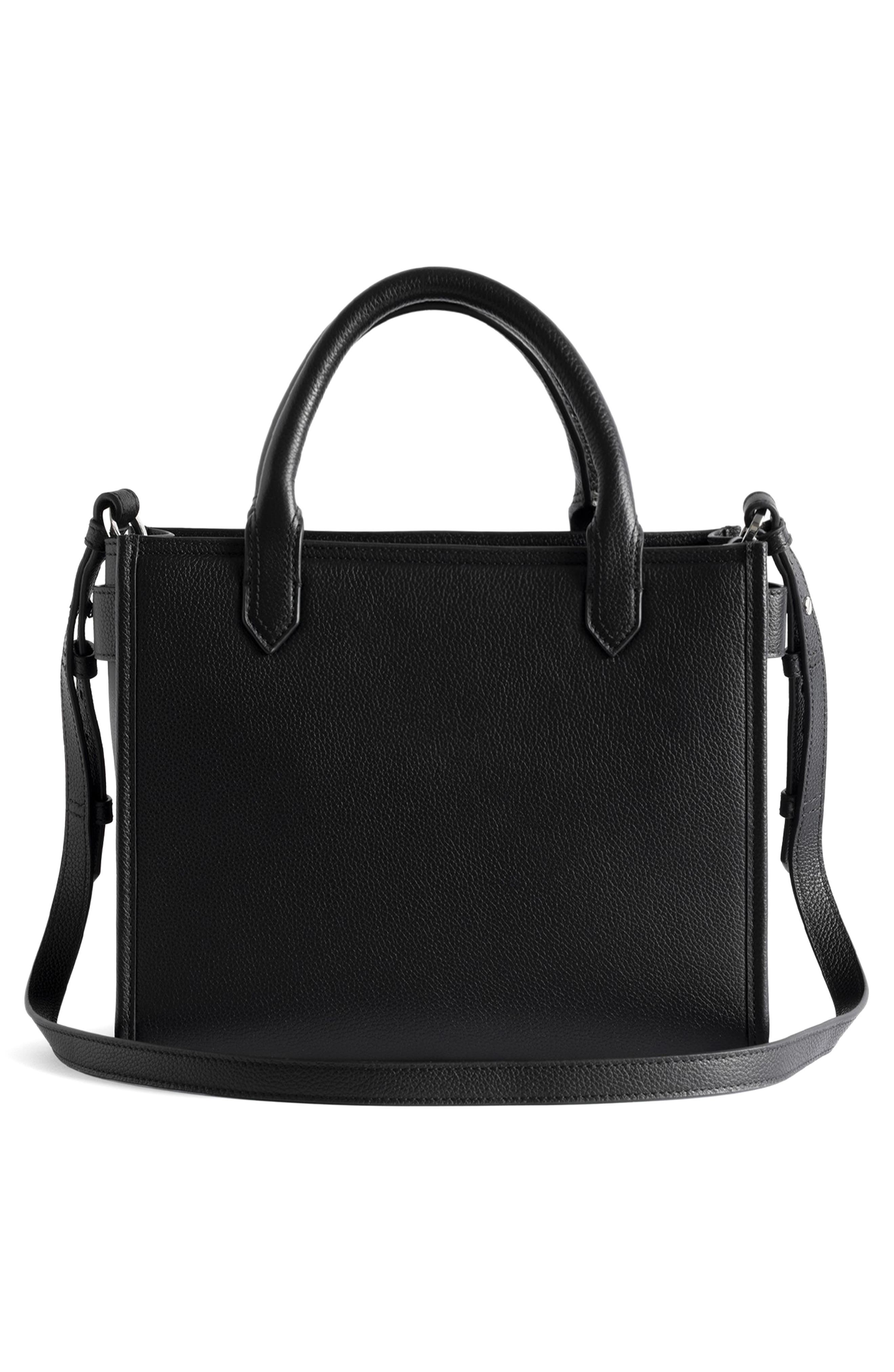 Zadig & Voltaire Angel Extra Small Leather Tote, Alternate, color, Black