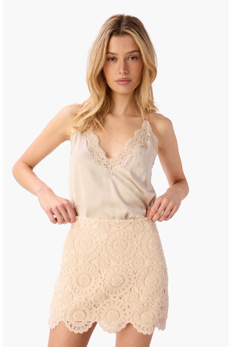Demeter Cotton Lace Miniskirt, Alternate, color, BONE