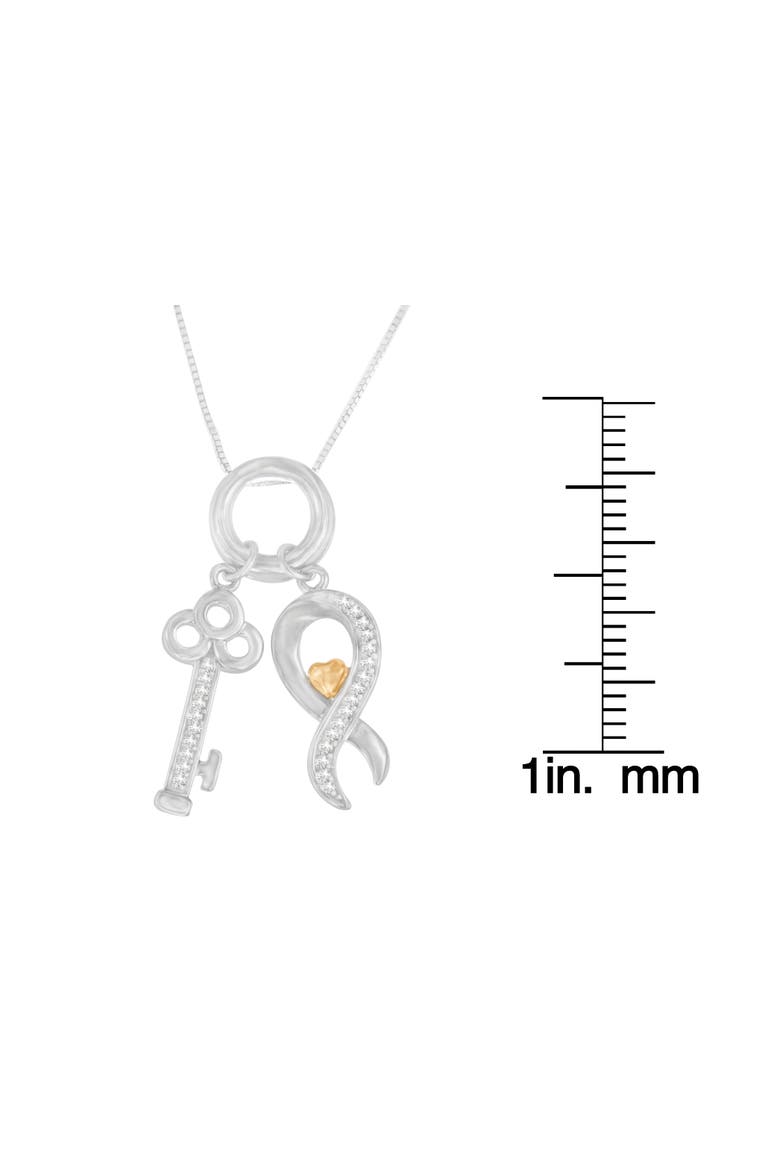 Two Tone Silver 1/6 cttw Diamond Symbol Key Pendant Necklace, Alternate, color, Yellow