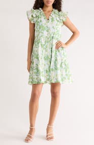 SUGARLIPS Kiany Floral Print Ruffle Minidress
