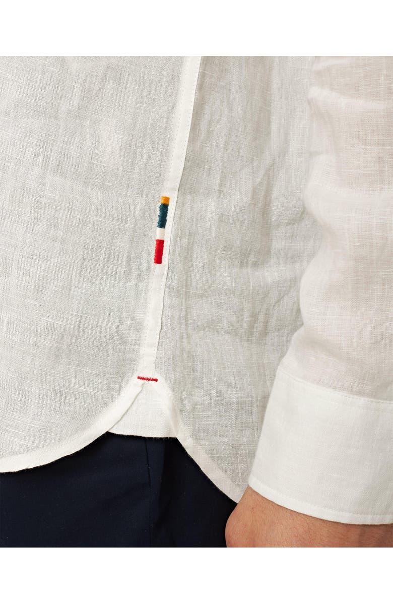 Orlebar Brown Justin Lino Relaxed Fit Classic Collar Italian Linen Shirt, Alternate, color, White