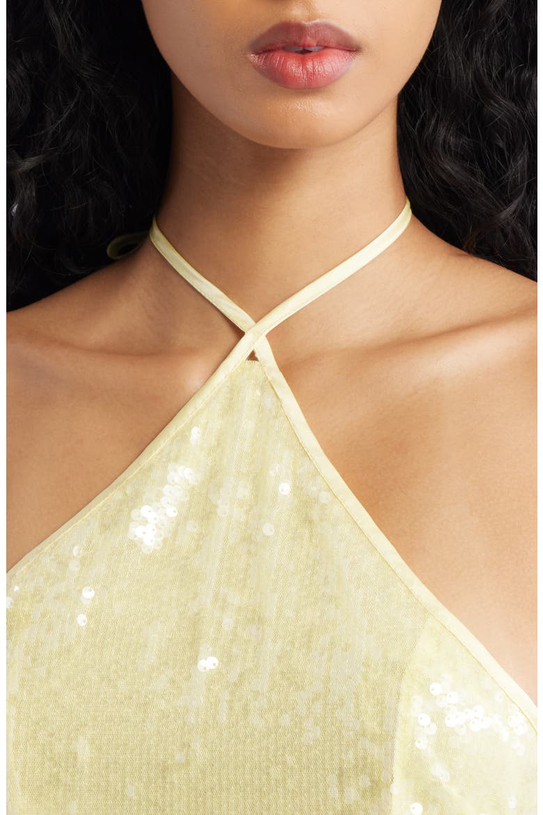 Sun Salutations Sequin Halter Top, Alternate, color, YELLOW