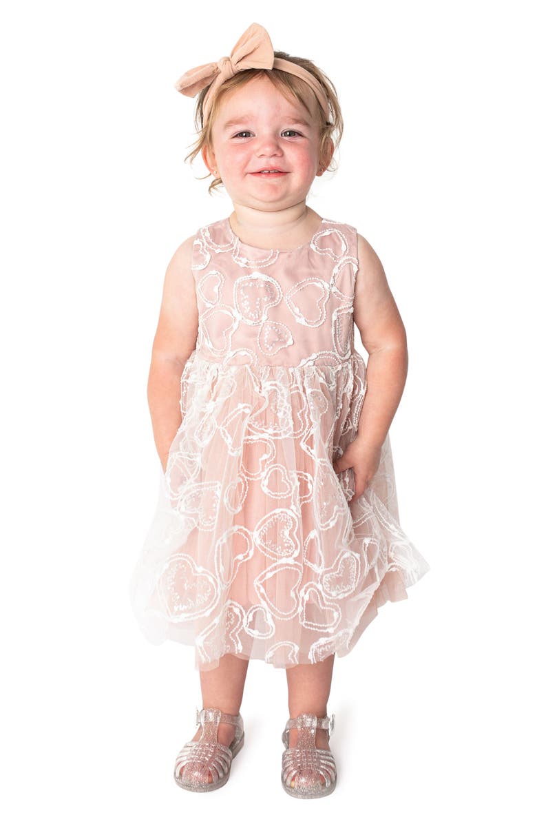 Popatu Kids' Sequin Embroidered Heart Dress, Main, color, Blush