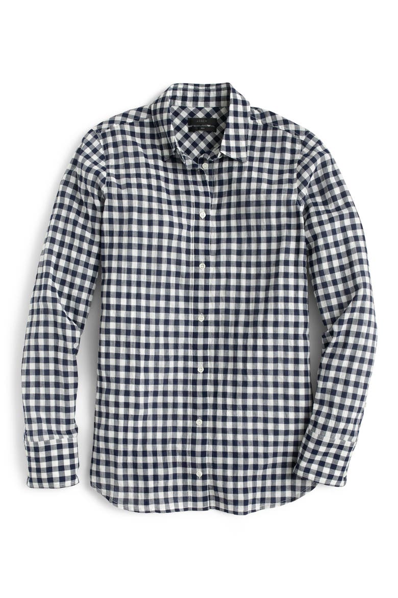 Crinkle Gingham Boy Shirt, Alternate, color, BLACK WHITE