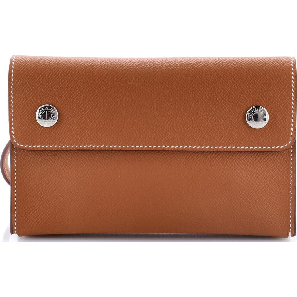 Pre-owned Hermes Hermes Hermesnap Wallet Bag Epsom In Brown