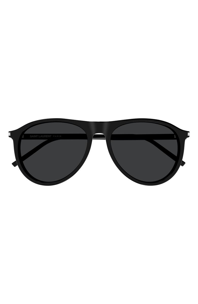 Saint Laurent 56mm Pilot Sunglasses, Main, color, 