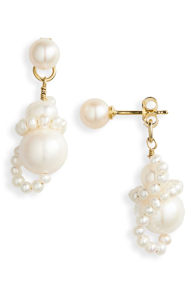 Pearl Drop Earrings, Main, color, 18CT GOLD PLATED