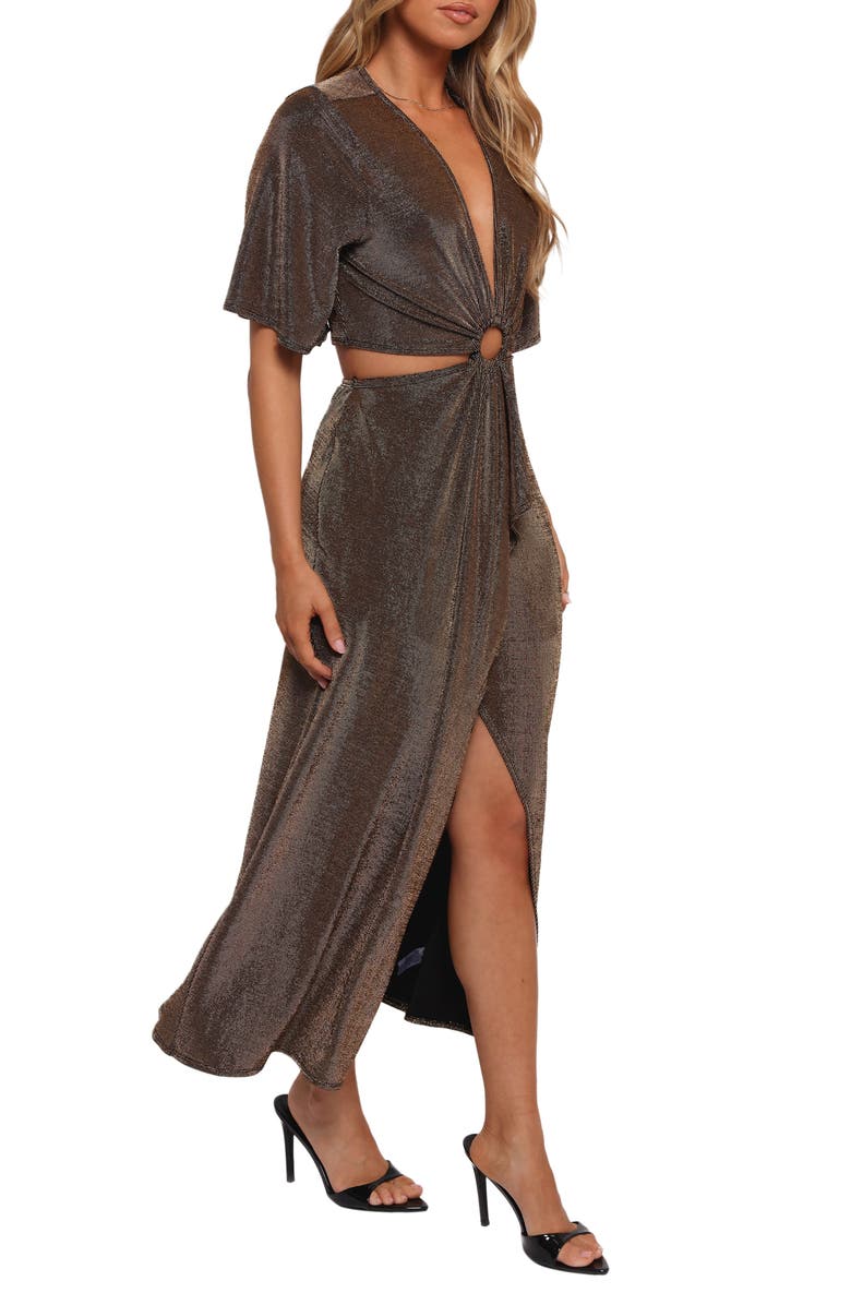 Petal & Pup Blanca Metallic Cutout Detail Dress, Alternate, color, Black/Rose Gold